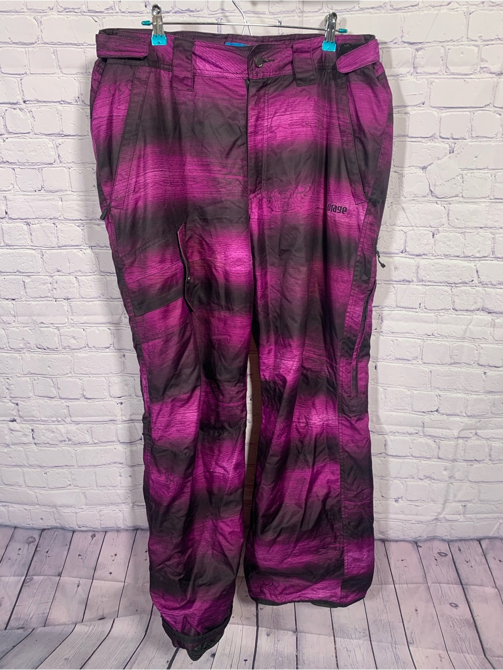 Orage Womens Purple Black Striped Ski Pant Sz XL Winter Snowboard